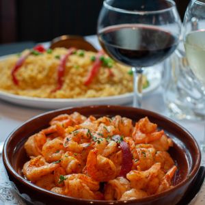 Garlic Shrimp - Saffron Rice - Mallorca Cleveland